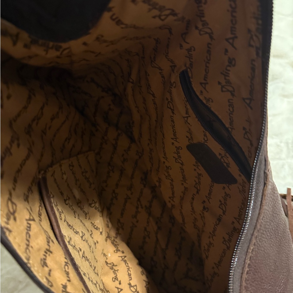 American Darling Leopard and Brown Fringe Hobo Bag - Picture 6 of 7